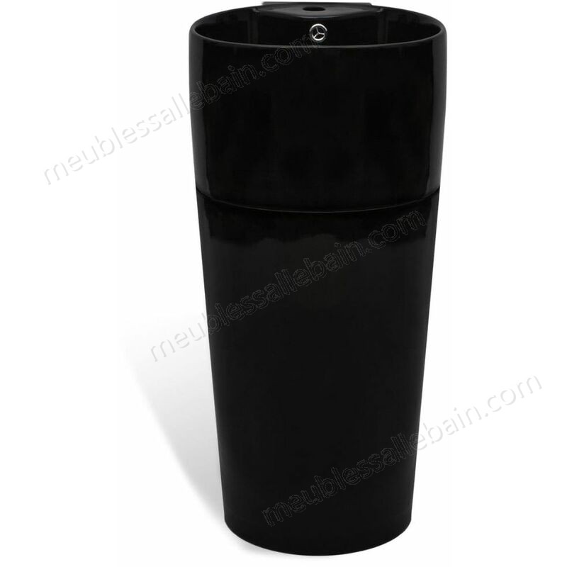 Moins Cher Vasque à trou de trop-plein/robinet céramique Noir pour salle de bain HDV04221 - -2