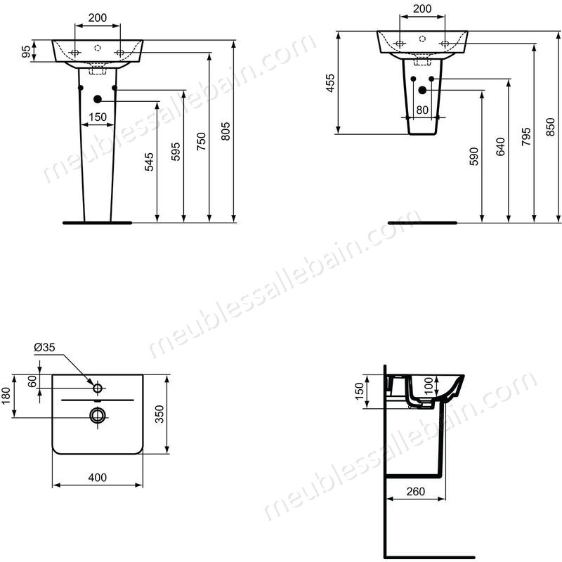 Moins Cher Ideal Standard CONNECT AIR Lave-mains Cube 160 x 400 x 350 mm, blanc (E030701) - -2