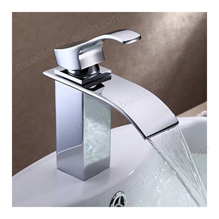 Prix Compétitif Robinet de lavabo à bec plat incliné, robinet style contemporain fini en chrome - -0