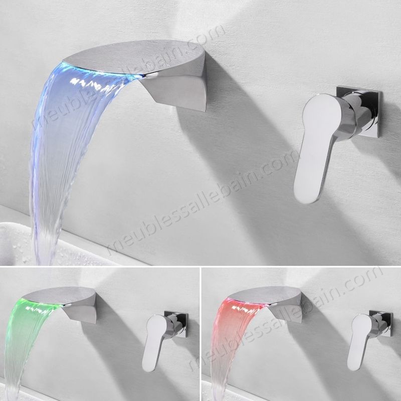 Prix Compétitif Robinet lavabo mural LED moderne en chromé poli - -1