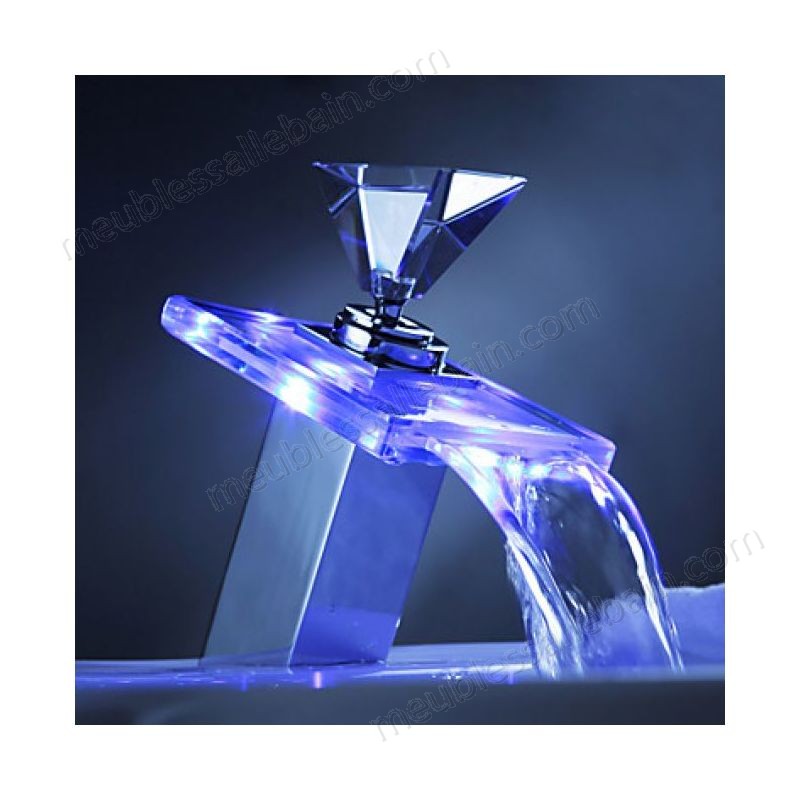 Prix Compétitif Mitigeur de lavabo LED à couleurs variables et manche en verre - -3