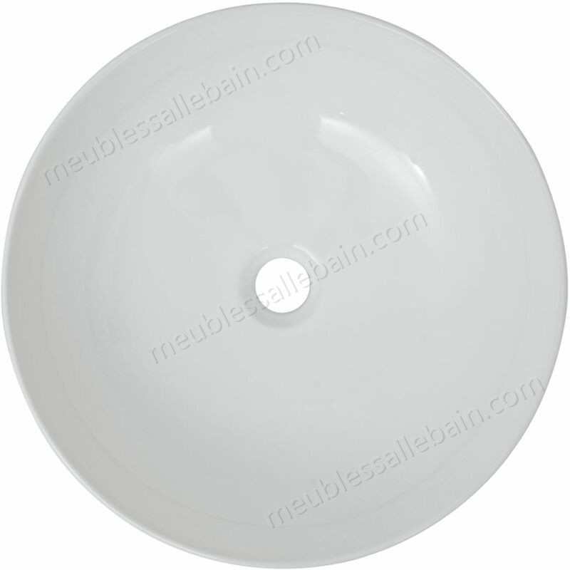 Moins Cher Hommoo Lavabo ronde Céramique Blanc 41,5 x 13,5 cm HDV04461 - -2