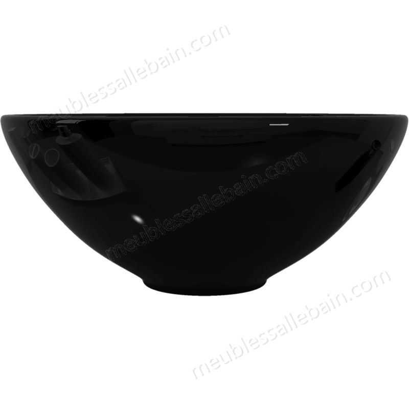 Moins Cher Topdeal VDLP04207_FR Bassin d'évier rond céramique Noir pour salle de bain - -3