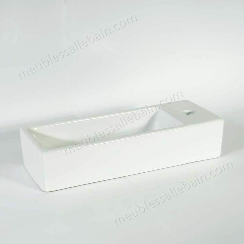 Moins Cher Lave main Rectangulaire Gain de place Droite - Céramique Blanc - 38x15 cm - Minimalist - -2