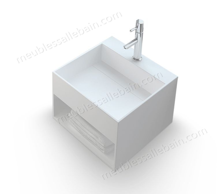 Moins Cher Lave-mains suspendu, vasque carrée en Solid surface 33 cm - Karaé - -1