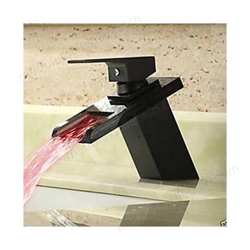 Prix Compétitif Robinet de lavabo noir avec changement de couleur LED, un robinet muni d'une poignée - -2