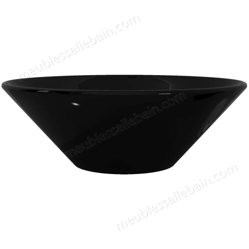 Moins Cher Topdeal VDTD04205_FR Vasque rond céramique Noir pour salle de bain - -4
