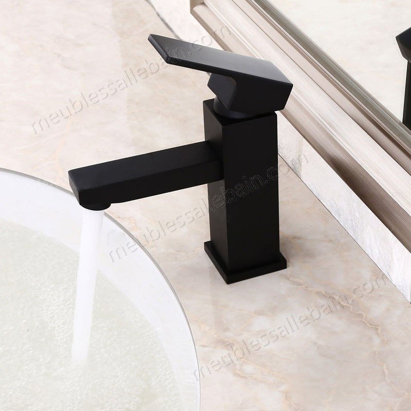 Prix Compétitif Robinet lavabo mitigeur moderne en noir solide - -2