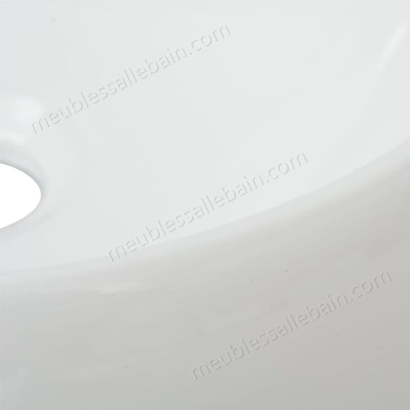 Moins Cher Hommoo Lavabo ronde Céramique Blanc 40 x 15 cm HDV04464 - -3