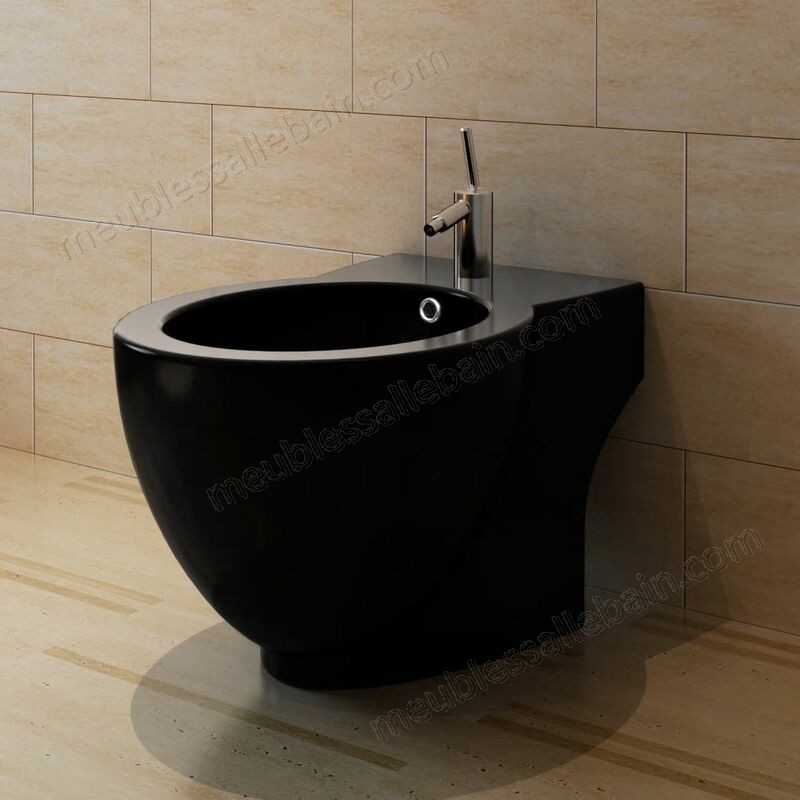 Moins Cher Bidet rond à poser en céramique sanitaire noir - Moins Cher Bidet rond à poser en céramique sanitaire noir