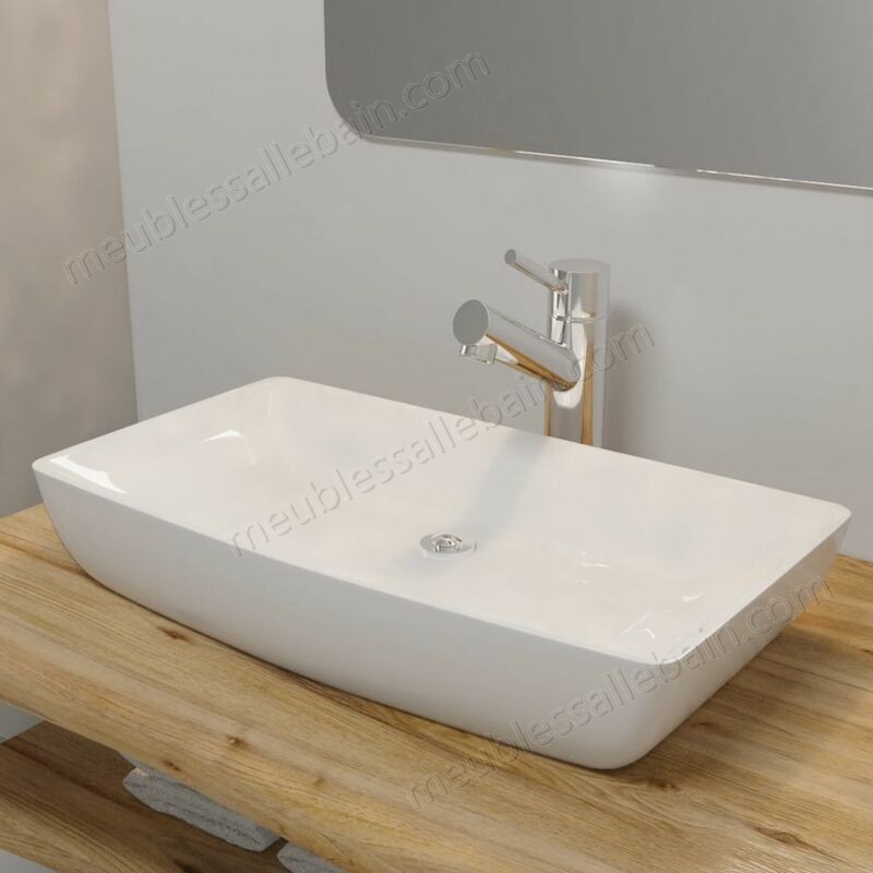 Moins Cher Hommoo Lavabo rectangulaire Céramique Blanc 71 x 39 cm HDV03677 - Moins Cher Hommoo Lavabo rectangulaire Céramique Blanc 71 x 39 cm HDV03677