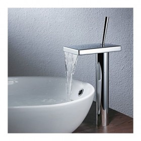 Prix Compétitif Robinet salle de bain effet cascade style contemporain fini en chrome