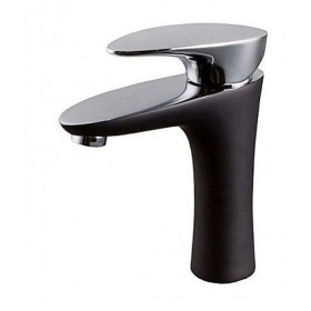 Prix Compétitif Robinet de lavabo style contemporain et simple noir et poignée à finition chromée