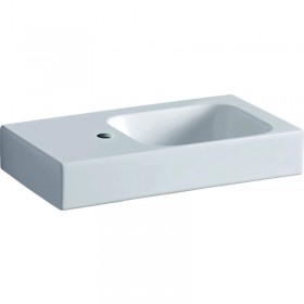 Moins Cher Keramag iCon xs lavabo 53x31cm, blanc, étagère à gauche, Coloris: Blanc, avec KeraTect - 124153600