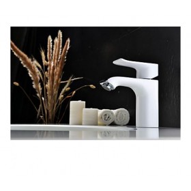 Prix Compétitif Robinet de lavabo peint en blanc et muni de poignée unique, style contemporain et finition chromé