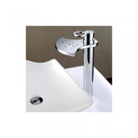 Prix Compétitif Robinet lavabo surélevé moderne avec bec en cascade en chromé poli