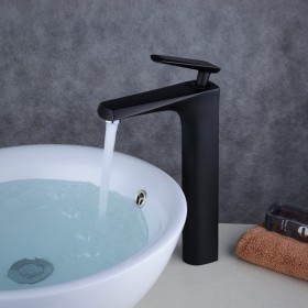 Prix Compétitif Robinet haut avec revêtement brillant noir mitigeur de lavabo pour vasque