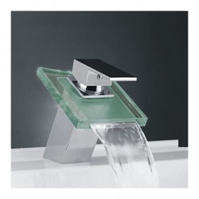 Prix Compétitif Robinet d'évier avec bec en verre, style contemporain et finition en métal chromé