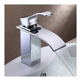 Prix Compétitif Robinet de lavabo à bec plat incliné, robinet style contemporain fini en chrome