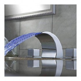 Prix Compétitif Robinet lavabo LED à bec large et courbé, style contemporain avec finition chromée