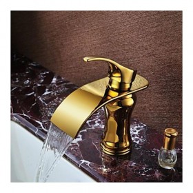 Prix Compétitif Robinet d'évier luxueux couleur dorée muni d'une poignée , finition en laiton (Ti-PVD)