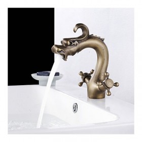 Prix Compétitif Robinet de lavabo à poignée unique fini en laiton, de style contemporain en forme de dragon