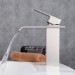 Prix Compétitif Robinet mitigeur lavabo Nickel brossé moderne aux lignes rectilignes bec longueur moyenne et droit - 1