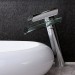 Prix Compétitif Robinet lavabo surélevé contemporain en chromé poli avec bec en verre - 0