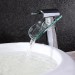 Prix Compétitif Robinet lavabo surélevé contemporain en chromé poli avec bec en verre - 1
