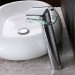 Prix Compétitif Robinet lavabo surélevé contemporain en chromé poli avec bec en verre - 3